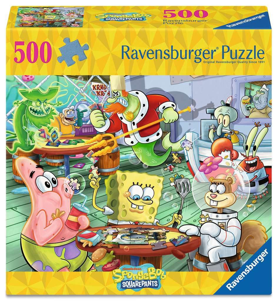 Puzzles Adultes 500 pièces - Bob l'éponge - Soirée jeux au Crabe Croustillant Bob l'éponge